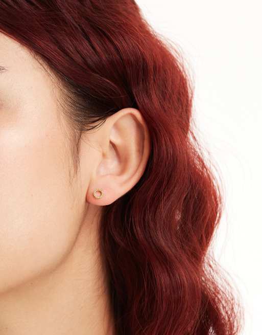 Lost Souls stainless steel open circle stud earrings in 18k gold plated, 3 of 4
