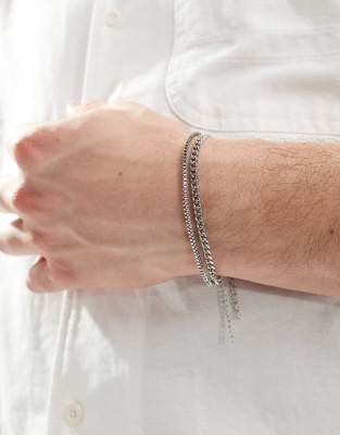 LOST SOULS Lost Souls stainless steel pack of 2 chain bracelets in silver