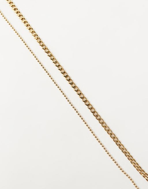 Lost Souls stainless steel pack of 2 chains in 18k gold plated, 2 of 4