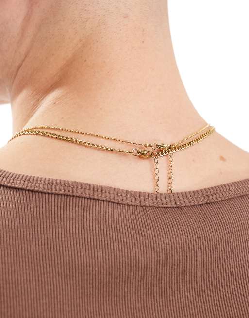 Lost Souls stainless steel pack of 2 chains in 18k gold plated, 3 of 4
