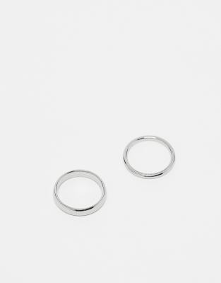 stainless steel pack of rings 4mm and 2mm in silver