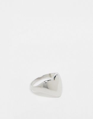 Lost Souls stainless steel puffy heart ring in silver - ASOS Price Checker