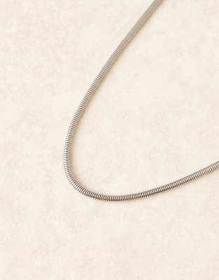 Lost Souls Stainless Steel Rounded Snake Chain Necklace In Silver