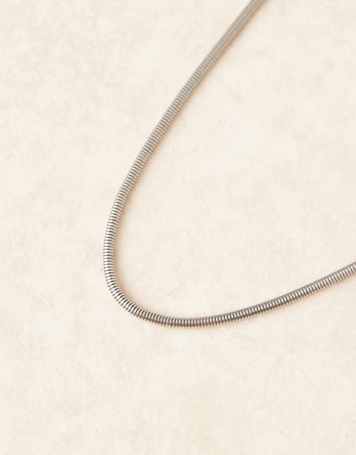 Lost Souls stainless steel rounded snake chain necklace in silver , 2 of 3