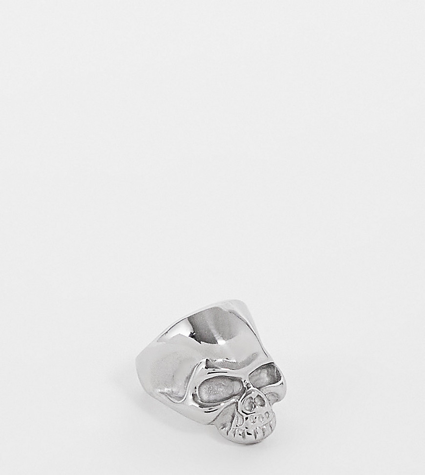 Lost Souls stainless steel skull ring in silver