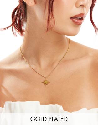 Lost Souls Stainless Steel Star Pendant Necklace In 18k Gold Plated In Yellow