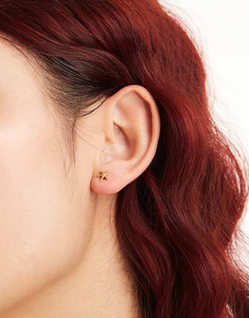 Lost Souls stainless steel starfish stud earrings in 18k gold plated, 4 of 4
