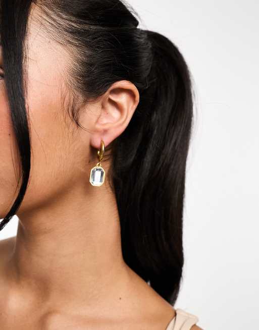 Lost Souls stainless steel statement crystal drop earrings in gold, 4 of 4