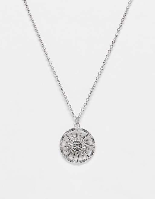 Lost Souls stainless steel sun pendant necklace in silver ASOS