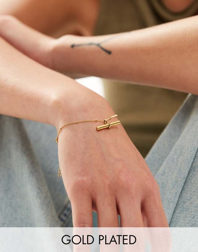 LOST SOULS - stainless steel t-bar bracelet in 18k gold plated