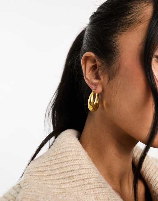 Lost Souls stainless steel teardrop hoop earrings in gold