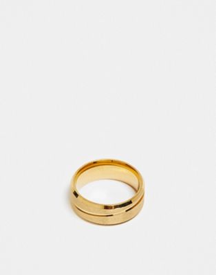Lost Souls stainless steel textured band ring in gold - ASOS Price Checker