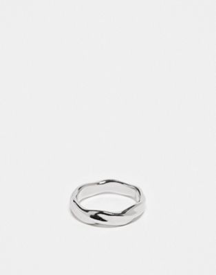 Lost Souls stainless steel twisted band ring in silver
