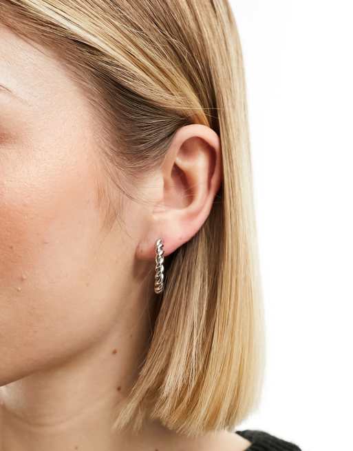 Lost Souls stainless steel twisted hoop earrings in silver tone, 3 of 4