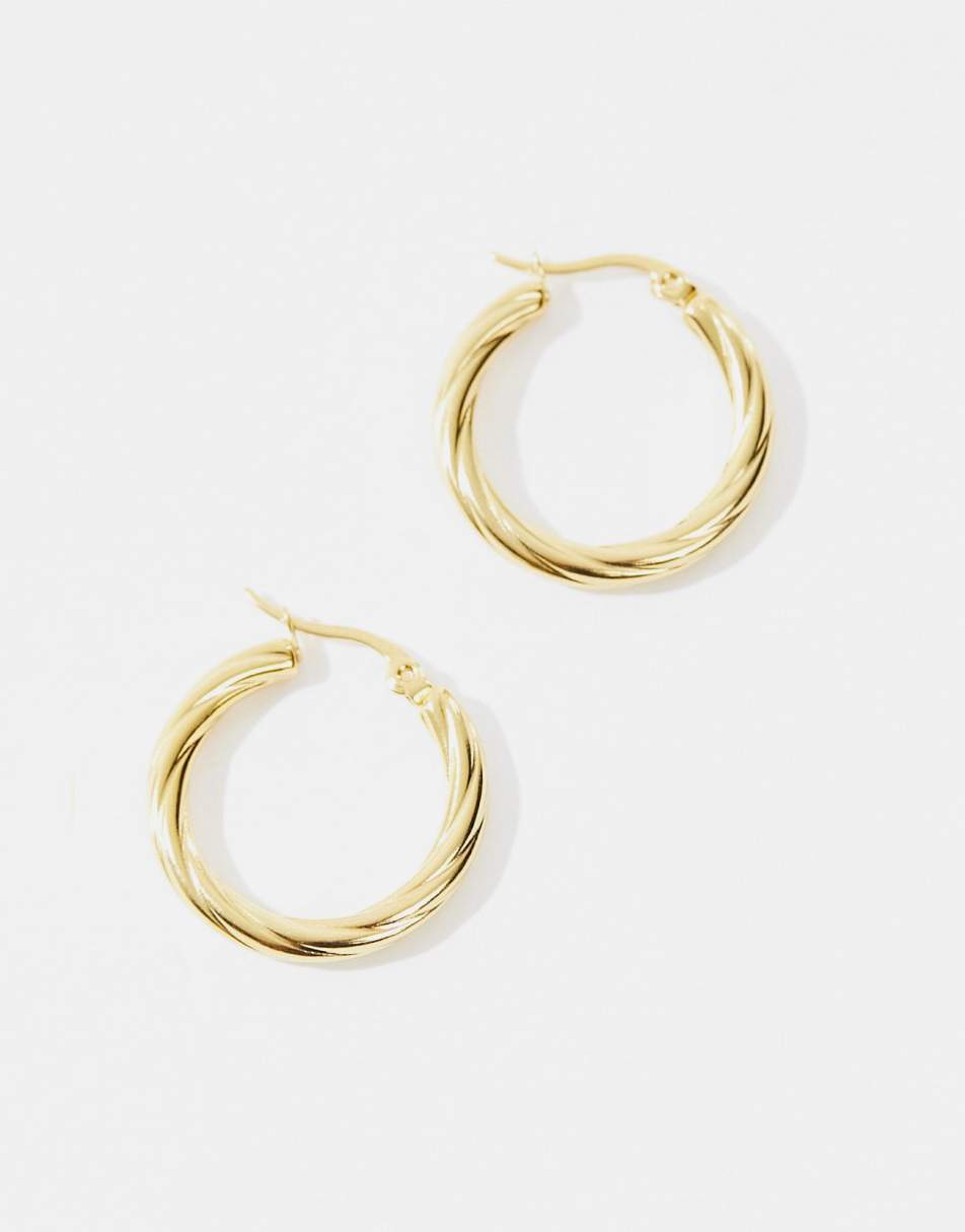 Lost Souls stainless steel twisted hoops in gold