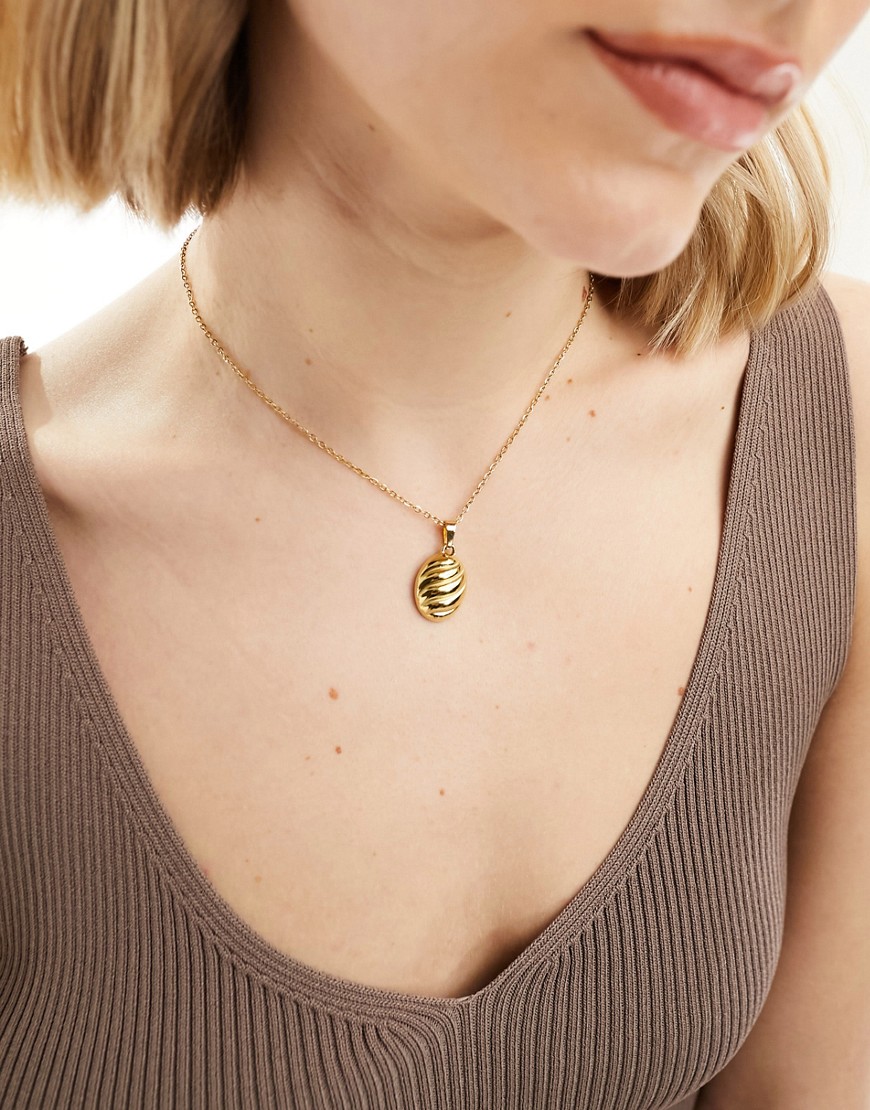 Lost Souls Stainless Steel Wavy Pendant Necklace In Gold