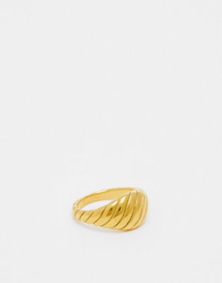 Lost Souls stainless steel wavy ring in gold - ASOS Price Checker