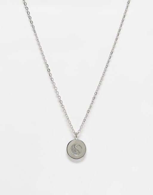 Lost Souls stainless steel yin yang pendant chain necklace in silver ASOS