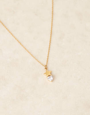 Lost Souls Star And Crystal Pendant Necklace In Gold