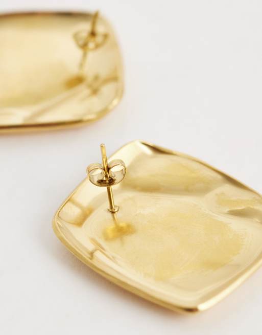 Lost Souls statement square studs in 18k gold plated stainless steel, 3 of 4