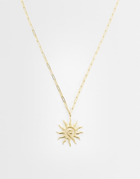 Lost Souls sun pendant necklace in 18k gold plated - view 1