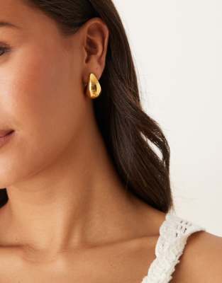 LOST SOULS Lost Souls teardrop chunky earrings in 18ct gold plated stainless steel