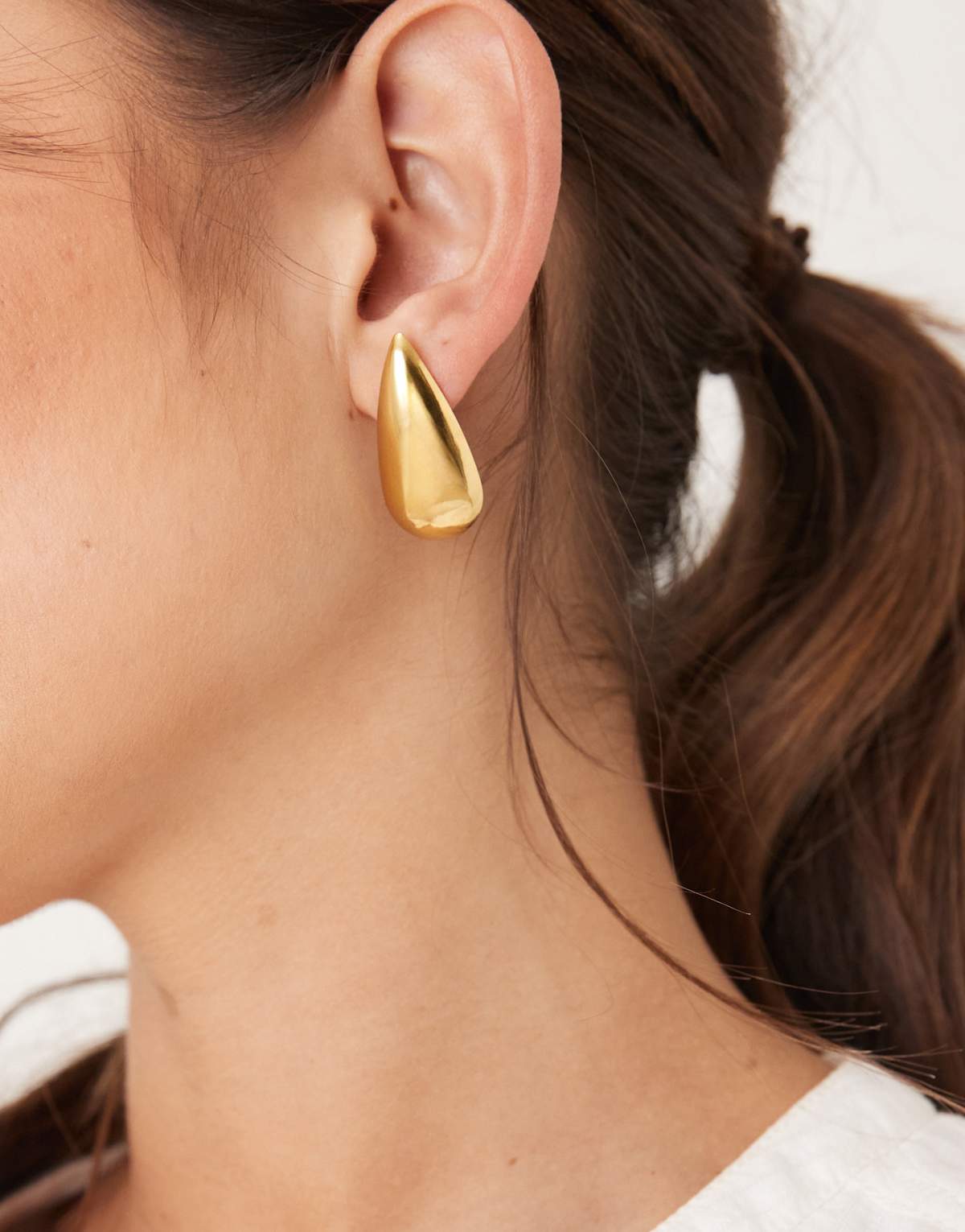 Lost Souls teardrop statement stud earrings in 18ct gold plated stainless steel