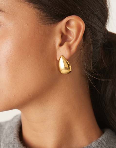 Lost Souls teardrop stud earrings in 18kt gold plated stainless steel - view 1