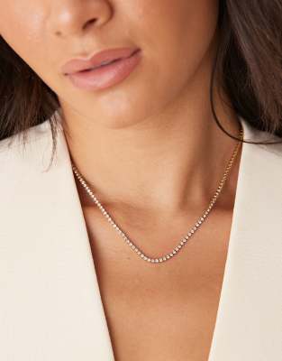 Lost Souls - Tennis-Halskette mit Strasssteinen aus vergoldetem Edelstahl mit 18 Karat-Goldfarben