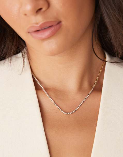 Lost Souls tennis rhinestone necklace in 18kt gold plated stainless steel - view 1
