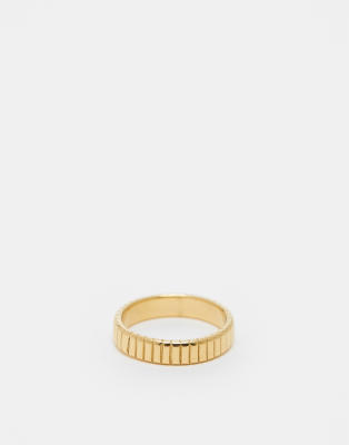 textured band ring in 18k gold plated