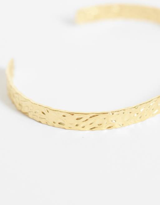 Lost Souls thin hammered cuff&nbsp; in 18k gold plated stainless steel, 3 of 3
