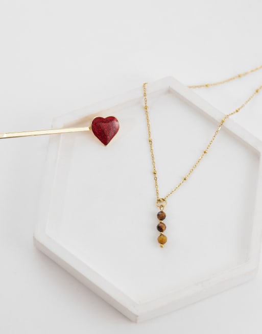 Lost Souls tiger eye stone necklace in 18k gold plated, 2 of 4