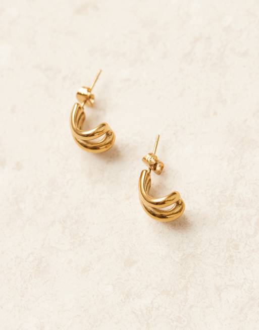Lost Souls triple hoop earrings in 18ct gold plated stainless steel, 2 of 3