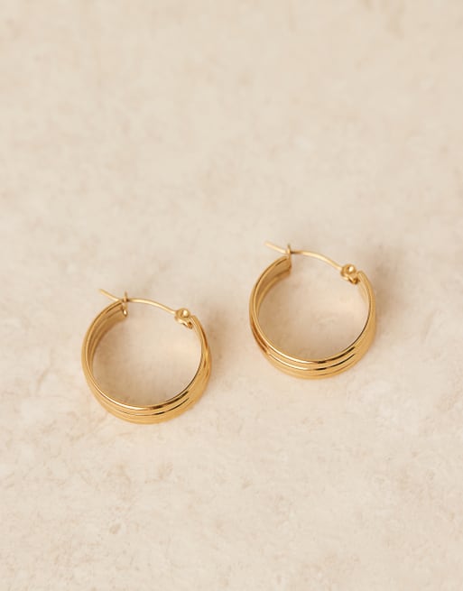 Lost Souls triple layer hoop earrings in 18ct gold plated stainless steel, 2 of 3