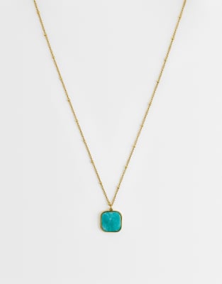 Lost Souls Turquoise Resin Necklace In Gold