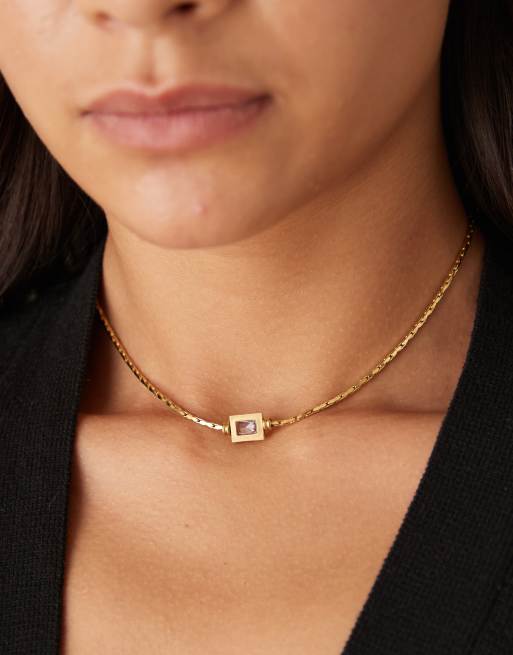Lost Souls Vintage inspired collar necklace with crystal detail in 18K gold plated