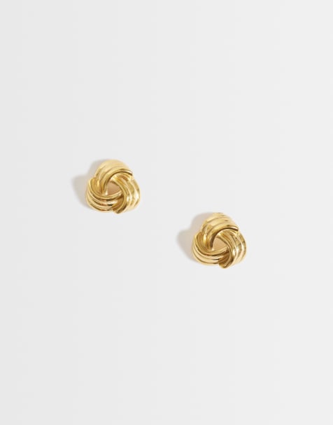 Lost Souls vintage inspired knot earrings in 18k gold plated stainless steel - view 1