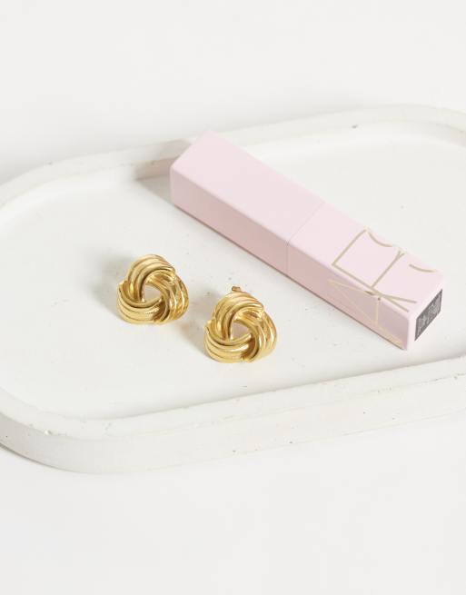 Lost Souls vintage-inspirerede knudeøreringe i 18k guldbelagt rustfrit stål, 2 af 4