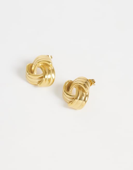 Lost Souls vintage-inspirerede knudeøreringe i 18k guldbelagt rustfrit stål, 3 af 4