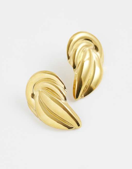 Lost Souls vintage knot stud earirngs 18ct gold plated stainless steel, 3 of 4