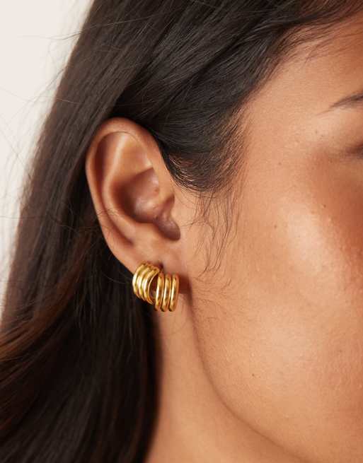 Lost Souls vintage style statement stud earrings in 18ct gold plated stainless steel