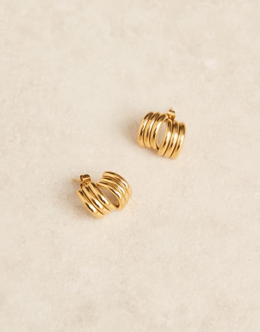 Lost Souls vintage style statement stud earrings in 18ct gold plated stainless steel, 3 of 3