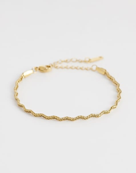 Lost Souls waved chain bracelet in 18ct gold plated stainless steel - view 1