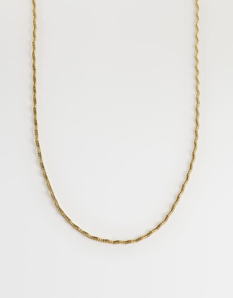 Lost Souls waved chain necklace in 18kt gold plated stainless steel - view 1