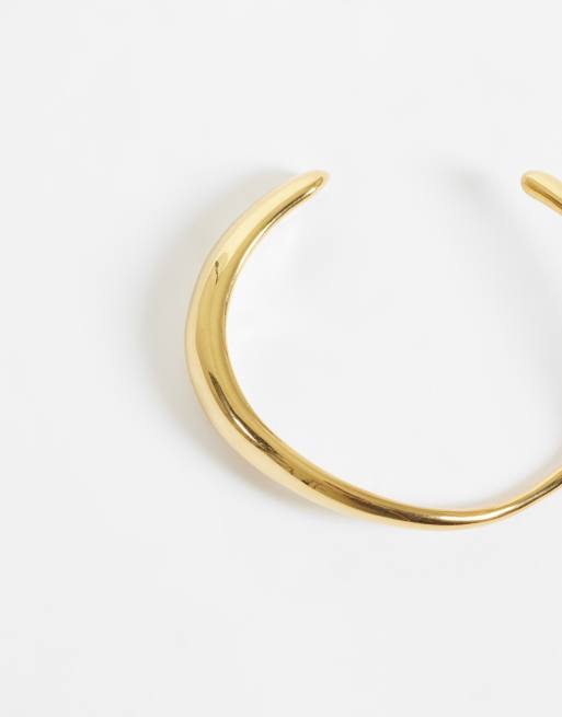 Lost Souls waved cuff bangle in 18k gold plated stainless steel, 2 of 3