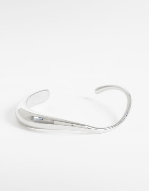 Lost Souls waved cuff bangle in stainless steel - view 1