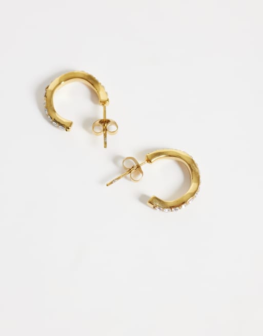 Lost Souls wavy crystal hoop earrings in 18k gold plated stainless steel, 3 of 4