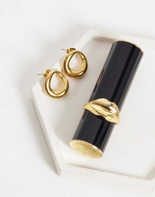 Lost Souls wavy open disc earrings in 18k gold plated stainless steel, 2 of 4