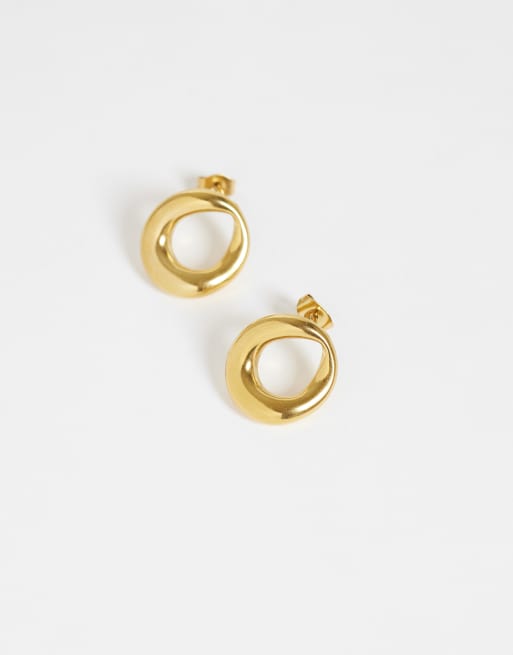 Lost Souls wavy open disc earrings in 18k gold plated stainless steel, 3 of 4